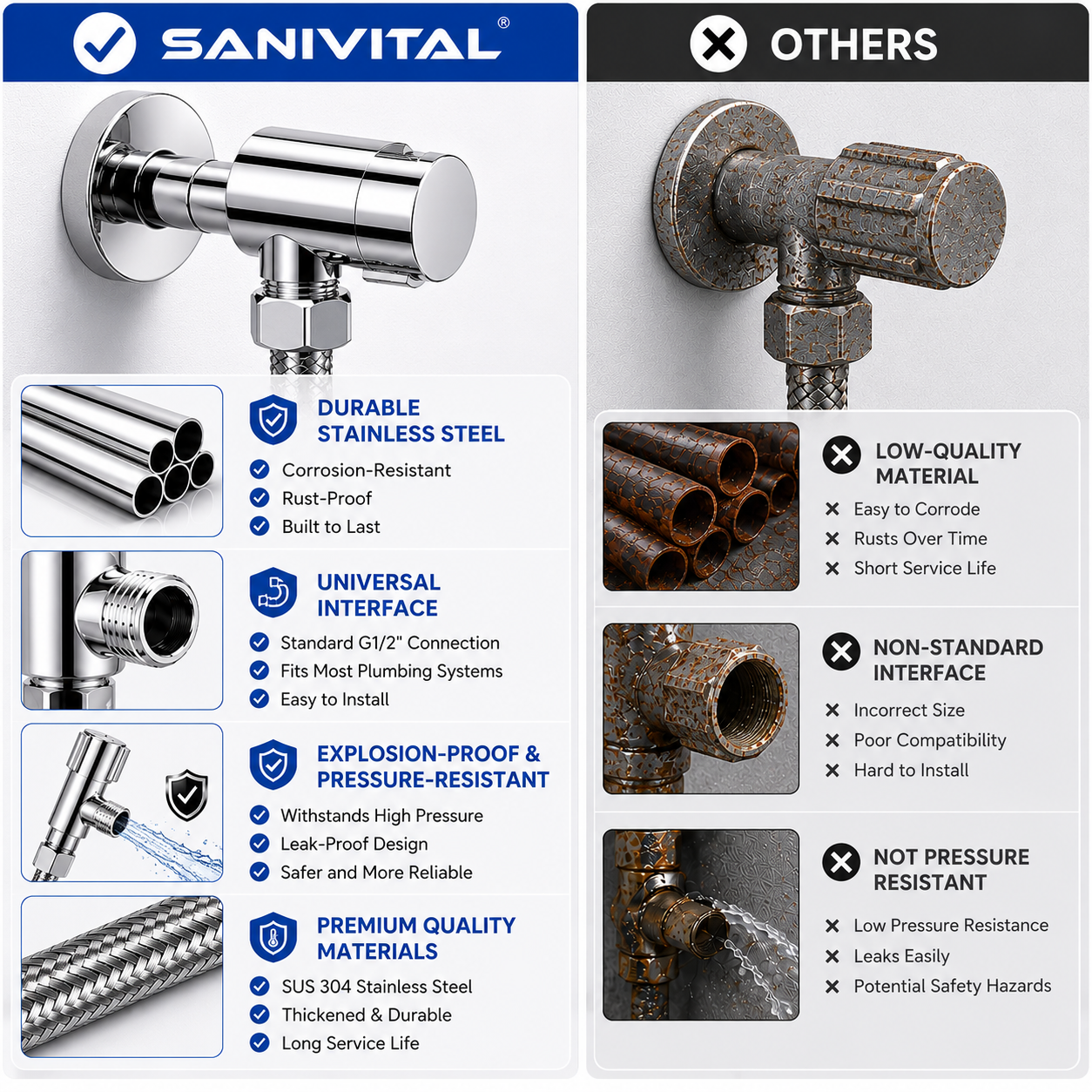 SANIVITAL G1/2 Angle Valve Sta - đánh giá và giá Toilet Fill Valve