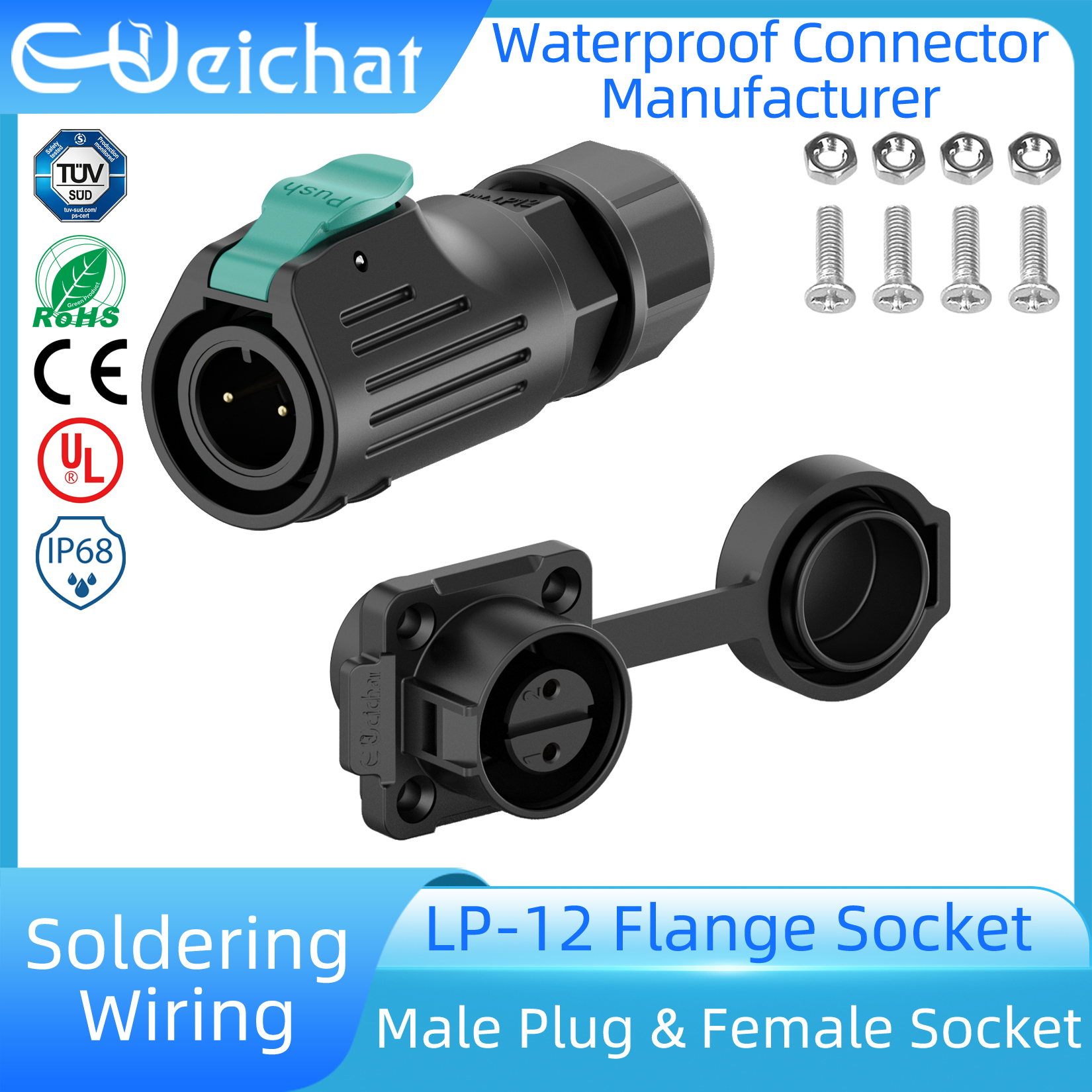LP12 M12 IP68 Waterproof Outdo - đánh giá và giá Push Fit Connector
